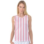 Vertical Stripes - White and Pastel Pink Women s Basketball Tank Top