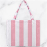 Vertical Stripes - White and Pastel Pink Mini Tote Bag