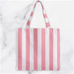 Vertical Stripes - White and Pastel Pink Zipper Grocery Tote Bag