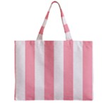 Vertical Stripes - White and Pastel Pink Zipper Mini Tote Bag