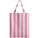 Vertical Stripes - White and Pastel Pink Zipper Classic Tote Bag