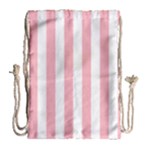 Vertical Stripes - White and Pastel Pink Drawstring Bag (Large)