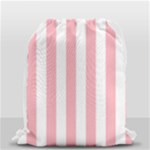 Vertical Stripes - White and Pastel Pink Drawstring Bag (Small)