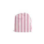 Vertical Stripes - White and Pastel Pink Drawstring Pouch (XS)