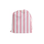 Vertical Stripes - White and Pastel Pink Drawstring Pouch (M)