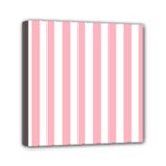 Vertical Stripes - White and Pastel Pink Mini Canvas 6  x 6  (Stretched)