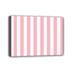 Vertical Stripes - White and Pastel Pink Mini Canvas 7  x 5  (Stretched)