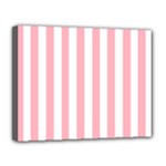 Vertical Stripes - White and Pastel Pink Canvas 14  x 11  (Stretched)