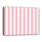 Vertical Stripes - White and Pastel Pink Canvas 16  x 12  (Stretched)