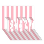 Vertical Stripes - White and Pastel Pink BOY 3D Greeting Card (7x5)