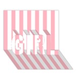 Vertical Stripes - White and Pastel Pink GIRL 3D Greeting Card (7x5)