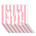 Vertical Stripes - White and Pastel Pink LOVE 3D Greeting Card (7x5)