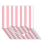 Vertical Stripes - White and Pastel Pink Heart Bottom 3D Greeting Card (7x5)