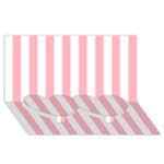 Vertical Stripes - White and Pastel Pink Twin Heart Bottom 3D Greeting Card (8x4)
