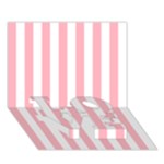 Vertical Stripes - White and Pastel Pink LOVE Bottom 3D Greeting Card (7x5)