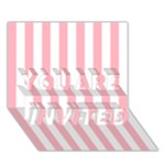 Vertical Stripes - White and Pastel Pink YOU ARE INVITED 3D Greeting Card (7x5)