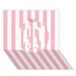 Vertical Stripes - White and Pastel Pink Peace Sign 3D Greeting Card (7x5)