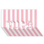 Vertical Stripes - White and Pastel Pink HUGS 3D Greeting Card (8x4)