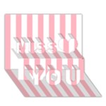 Vertical Stripes - White and Pastel Pink Miss You 3D Greeting Card (7x5)