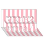 Vertical Stripes - White and Pastel Pink Merry Xmas 3D Greeting Card (8x4)