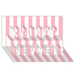 Vertical Stripes - White and Pastel Pink Happy New Year 3D Greeting Card (8x4)