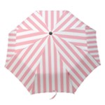 Vertical Stripes - White and Pastel Pink Folding Umbrella