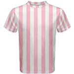 Vertical Stripes - White and Pink Men s Cotton Tee