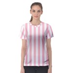 Vertical Stripes - White and Pink Women s Sport Mesh Tee