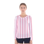 Vertical Stripes - White and Pink Women s Long Sleeve T-shirt