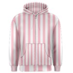 Vertical Stripes - White and Pink Men s Zipper Hoodie