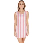 Vertical Stripes - White and Pink Bodycon Dress