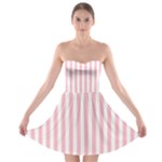 Vertical Stripes - White and Pink Strapless Bra Top Dress
