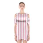 Vertical Stripes - White and Pink Women s Cutout Shoulder Dress