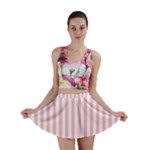 Vertical Stripes - White and Pink Mini Skirt