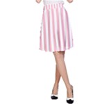 Vertical Stripes - White and Pink A-Line Skirt