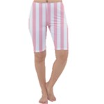 Vertical Stripes - White and Pink Cropped Leggings