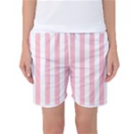 Vertical Stripes - White and Pink Women s Basketball Shorts