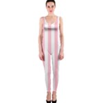 Vertical Stripes - White and Pink OnePiece Catsuit