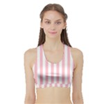 Vertical Stripes - White and Pink Women s Sports Bra with Border