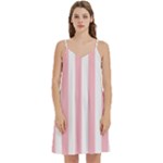 Vertical Stripes - White and Pink Women s Reversible Sports Bra with Border