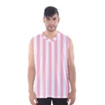 Vertical Stripes - White and Pink Men s Basketball Tank Top
