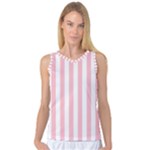 Vertical Stripes - White and Pink Women s Basketball Tank Top