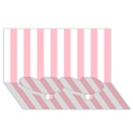 Vertical Stripes - White and Pink Twin Heart Bottom 3D Greeting Card (8x4)