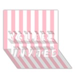 Vertical Stripes - White and Pink YOU ARE INVITED 3D Greeting Card (7x5)