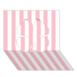 Vertical Stripes - White and Pink Clover 3D Greeting Card (7x5)