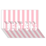 Vertical Stripes - White and Pink BEST SIS 3D Greeting Card (8x4)