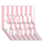 Vertical Stripes - White and Pink You Did It 3D Greeting Card (7x5)