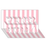 Vertical Stripes - White and Pink Merry Xmas 3D Greeting Card (8x4)