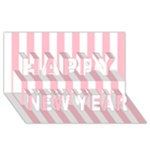 Vertical Stripes - White and Pink Happy New Year 3D Greeting Card (8x4)