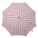 Vertical Stripes - White and Pink Hook Handle Umbrella (Small)